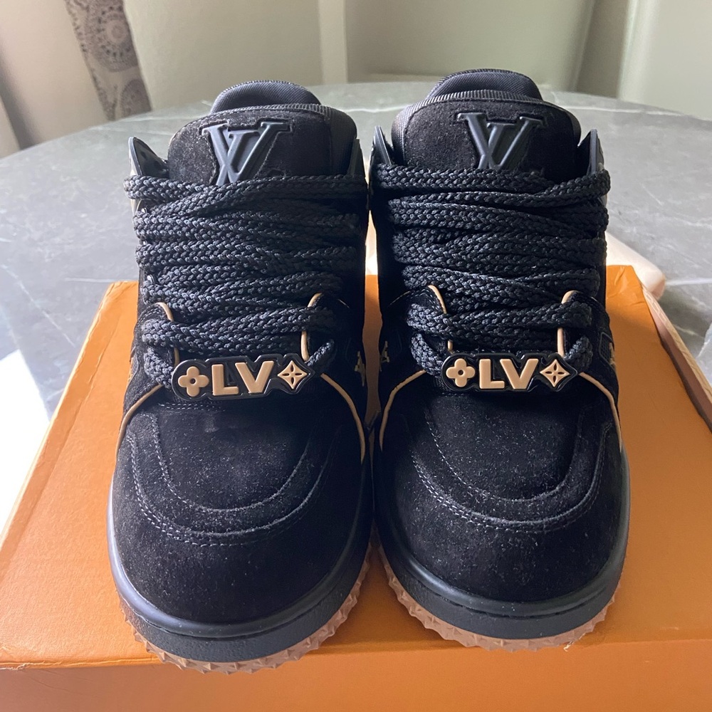 Louis Vuitton Maxi Trainer Black Brown Suede